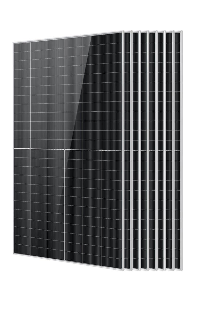 SUNGOLDPOWER 590W Bifacial Solar Panel 8PCS,N-Type 16BB,High Efficiecy Up to 30% Extra Power,Vmp 44.4V/PCS,for 24V/48Vdc