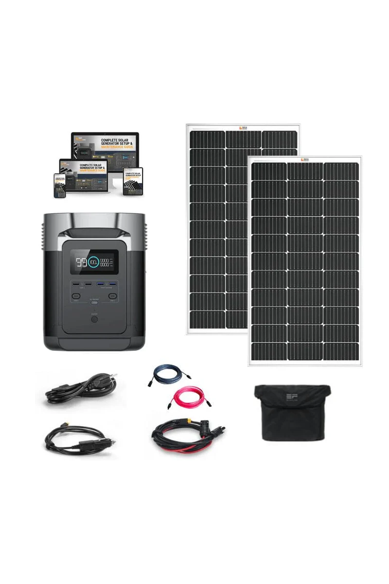 EcoFlow DELTA 1,800W / 1,300Wh Solar Kit / Portable Power Station + Choose Your Custom Bundle | Complete Solar Generator Kit